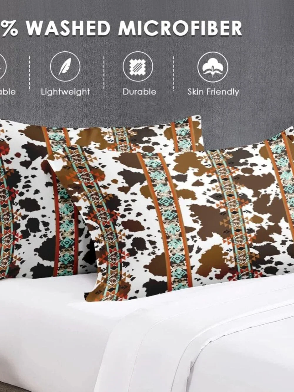 Queen Comforter Set, 3 Pieces Animal Vintage Bedding, All Season | Retro Cow Bro